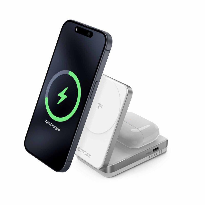 MAZER Qi2 Certified 32w Wireless Foldable 2in1+usb-c Pd12w Output Charger - White M-QI2-MAGFOLD02-WH-image 9