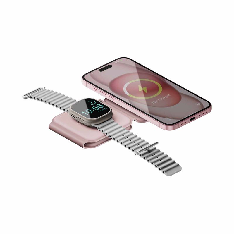 BAZIC Gomag Trio Plus, 3in1 Elevated Foldable Magnetic Wireless Charger 15w Iphone/watch/airpods - Pink GM-TRIOPLUS-PNK-image 3