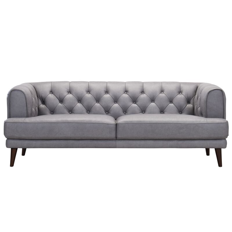 3 Seater (fl) C15 Grey Full Leather Sofa MILANA-image 1