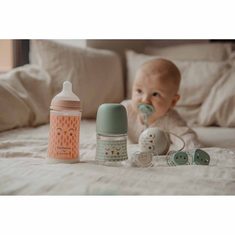 SUAVINEX With Slow Flow Sx Pro Physiological Silicone Teat - Bonhomia Feather Green (online) 150ML POLYAMIDE PREMIUM BOTTLE-image 2