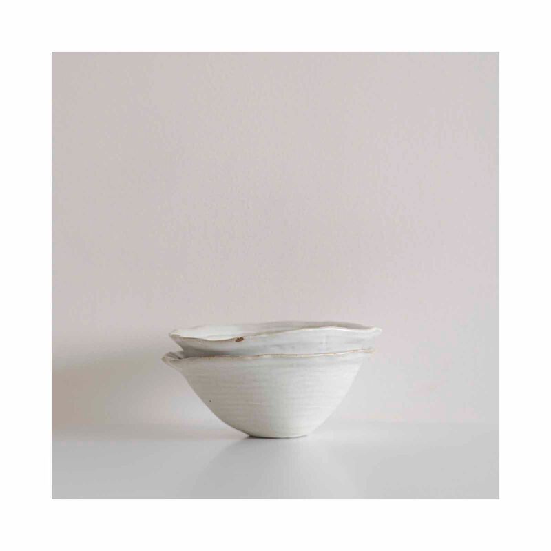 MAELSTROM Organic Shaped Rustic White Rice Bowl-image 2