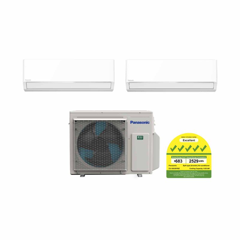 PANASONIC Panasonic 28k Condenser Bkz Series System 2 (9000btu X1, 18000btu X1) CU-3XU28YBZ + CS-XU9BKZW/CS-XU18BKZW-image 1