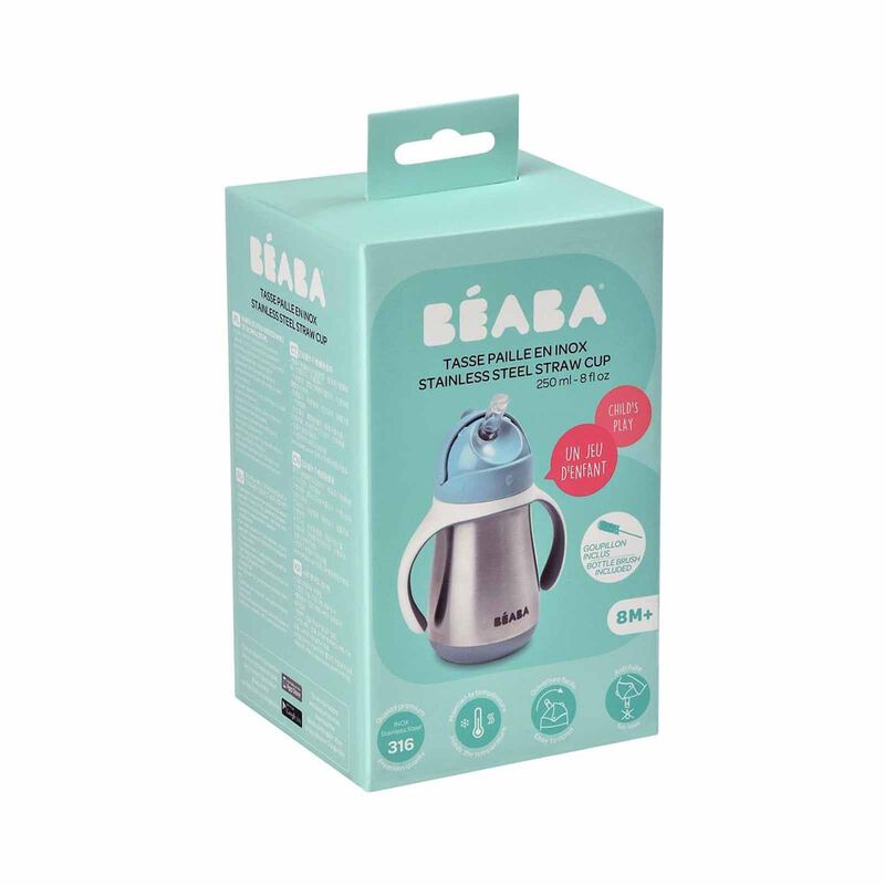 BEABA Straw Cup 250ml - Windy Blue (online) STAINLESS STEEL-image 3