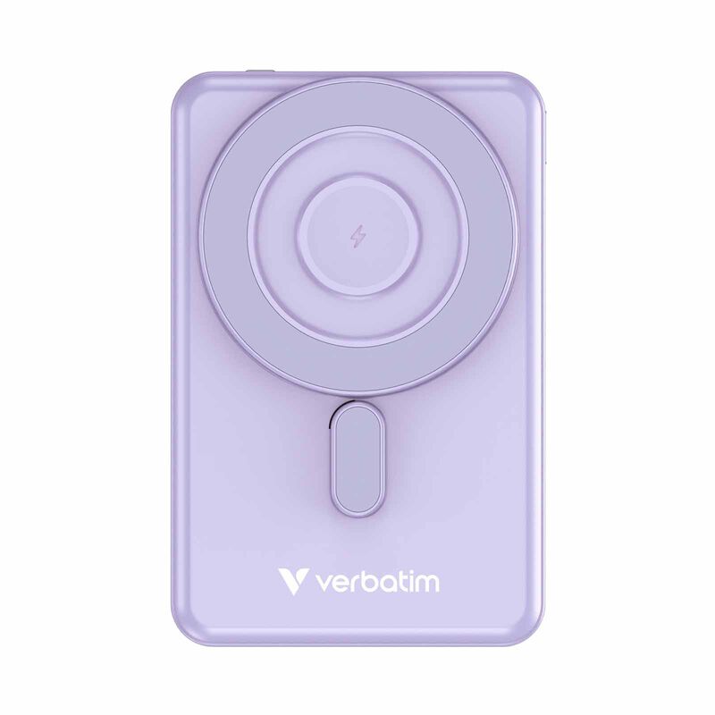 VERBATIM Powerbank Magnetic Wireless Charge 5000mah 2 X C Stand Purple VM32252-image 1