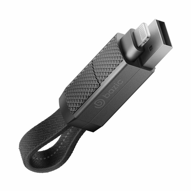 BAZIC Gocharge Alucable, 4 In 1 Aluminium Charging Cable With Usb A/c Input And Usb C/lightning Output. CBL-GC4N1-BLK015-image 1