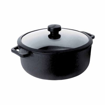 MEYER Pre-seasoned Cast Iron 26cm/5.2l Sauteuse With Glass Lid 48645