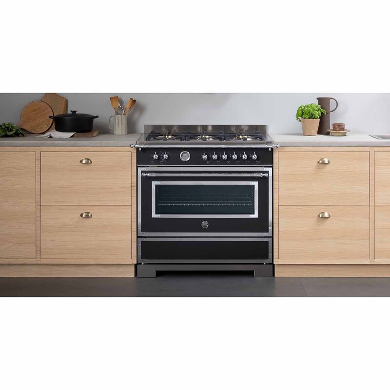 BERTAZZONI 90cm Standing Cooker Matt Black HER96L1ENET-image 1