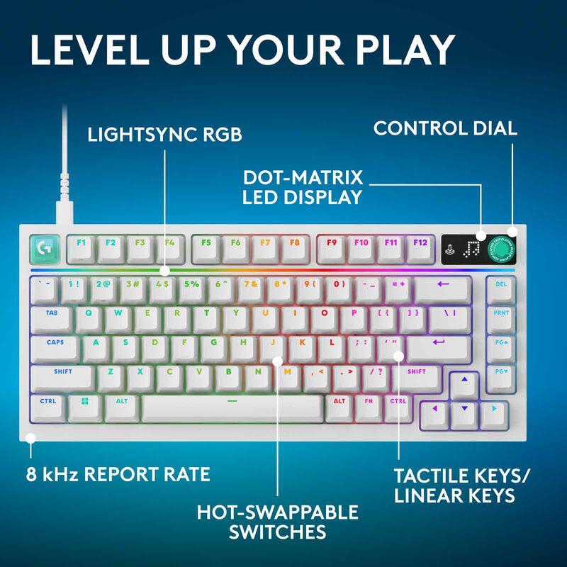 LOGITECH G316 X 75 Mech Keyboard White Tactile 920-014322-image 8