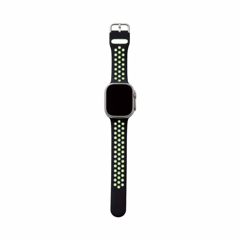 ELECOM Apple Watch Band 42-49 Mm Silicone (black - Green) AW-45BDSCNBK2-image 3