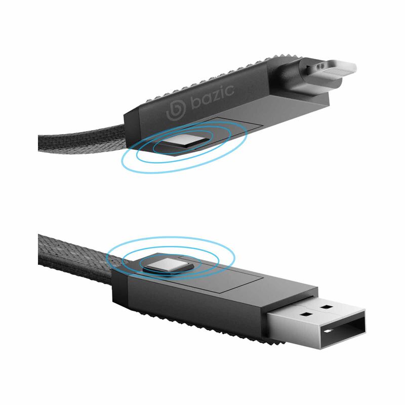 BAZIC Gocharge Alucable, 4 In 1 Aluminium Charging Cable With Usb A/c Input And Usb C/lightning Output. CBL-GC4N1-BLK100-image 3