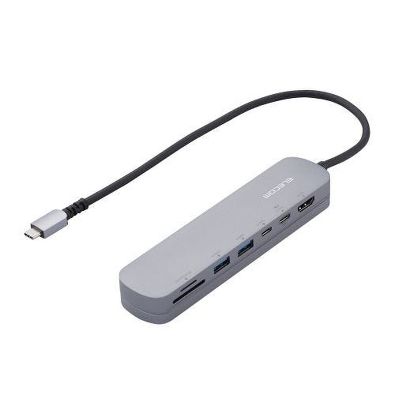 ELECOM Usb C Docking Station Usb-a&times;2 Hdmi&times;1 Usb-c&times;2 Sd+microsd Sil Magnet Stand DST-C20SV-image 2