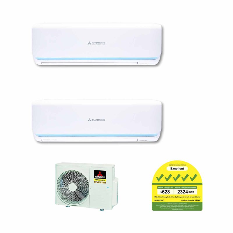 MHI Mhi Rocket Series 30k Cu System 2 (9000btu X 1, 12000btu X 1) SCM30YS-SRK10YYS2-W82-W8/SRK13YYS-W8-image 1