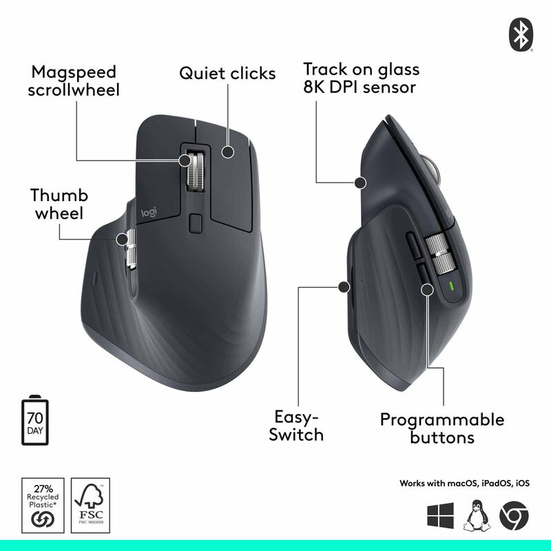 LOGITECH Mx Master 3s Bluetooth Edt Graphite (1y) 910-007502-image 4