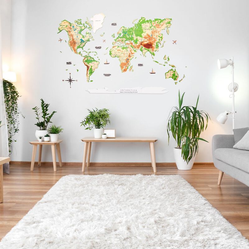 2d Wooden World Map Physical M ENJOY THE WOOD-image 2