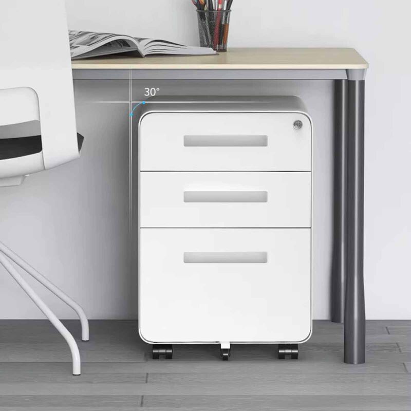 STEELCRAFT Filex 3 Drawer Mobile Pedestal Cabinet Round Corner White40 X 50 X 60 H Cm FILEX-image 4