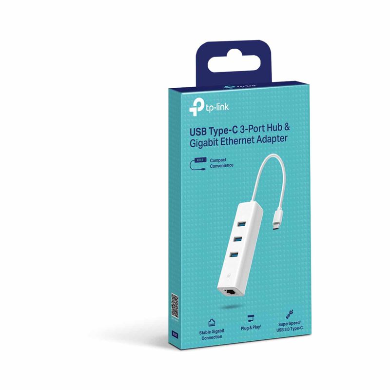 TP LINK Usb 3.0 Type-c To Gigabit Ethernet Network Adapter With 3-port Usb 3.0 Type-a Hub TPL-UE330C-image 2