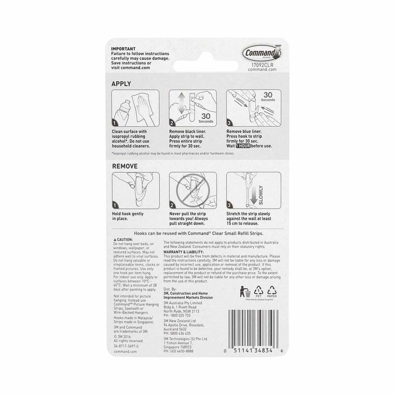 3M COMMAND Small Hooks 2hooks 4strips 17092CLR-image 4