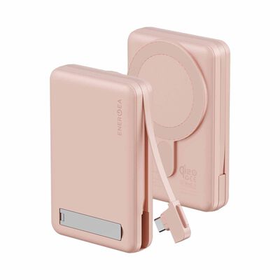 ENERGEA Magpac Pro Plus, 10000mah Magsafe Compatible Qi2 Powerbank With Built-in Cable And Stand - Pink MP-PROPLUS-PNK