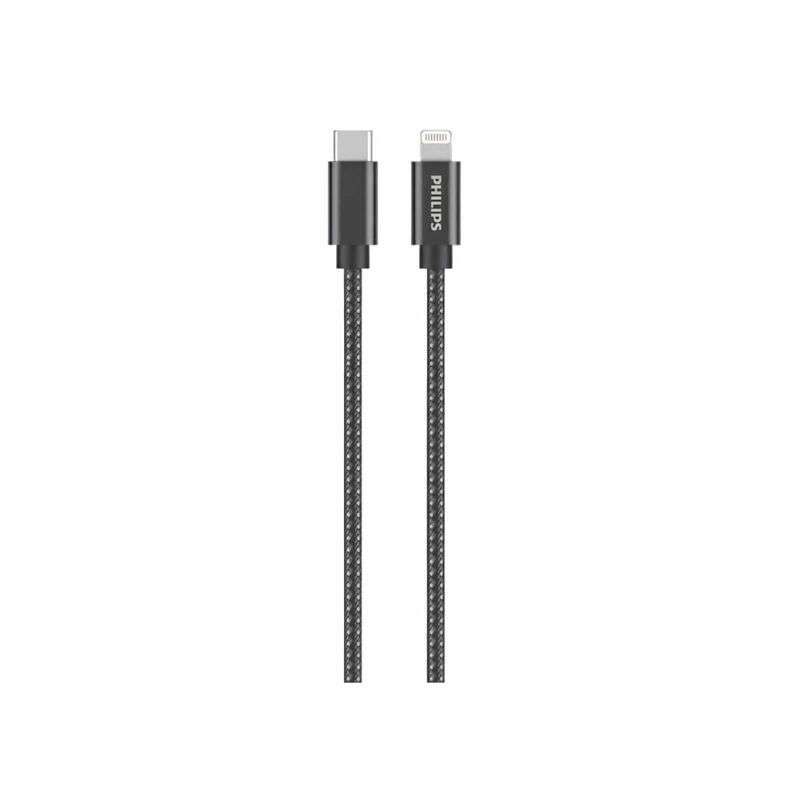 PHILIPS 60w Sync & Charge Cable C To Lightning - 1 Meter Max 3a Black Braided 480 Mbps DLC5030L/00-image 2