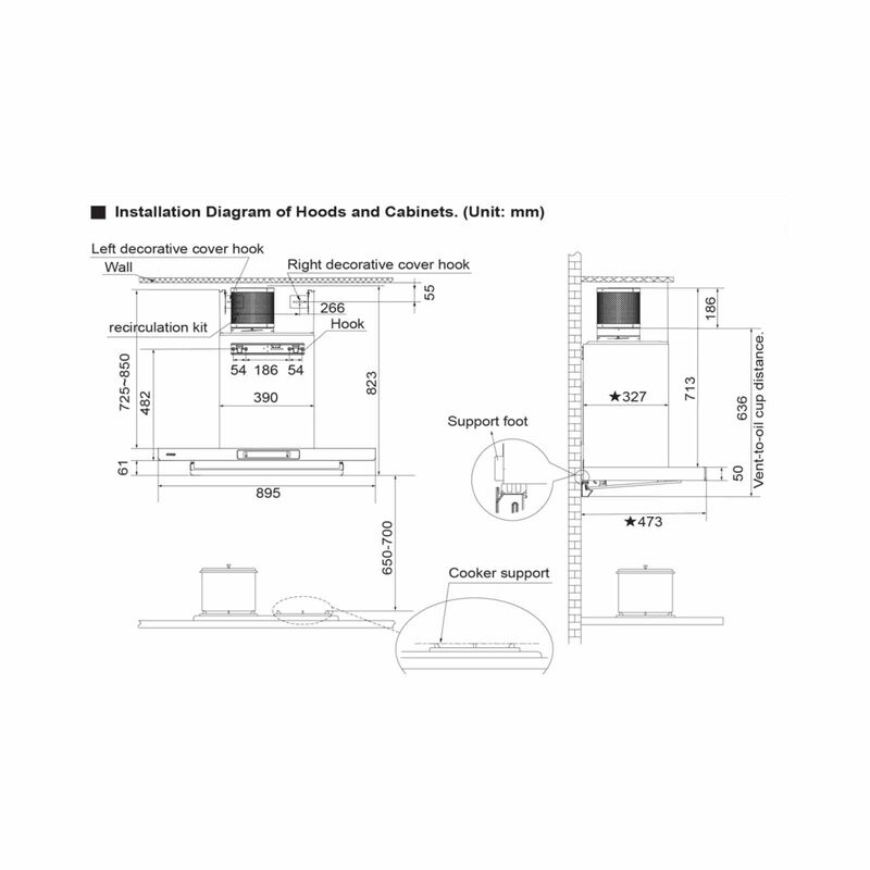 FOTILE Recirculation Chimney Kitchen Hood (star Grey Matte) (exclude Installation) EMG9063-GR-image 4