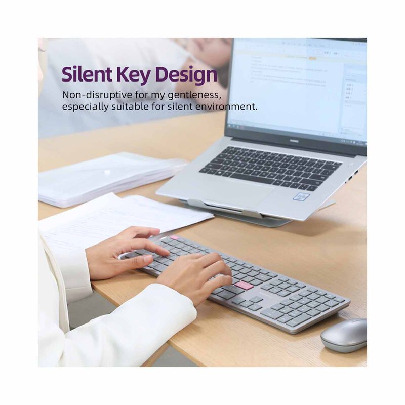 MICROPACK Lifestyle 2.4g + Bluetooth Rechargeable Wireless Keyboard - Grey K-310W-GY-image 4