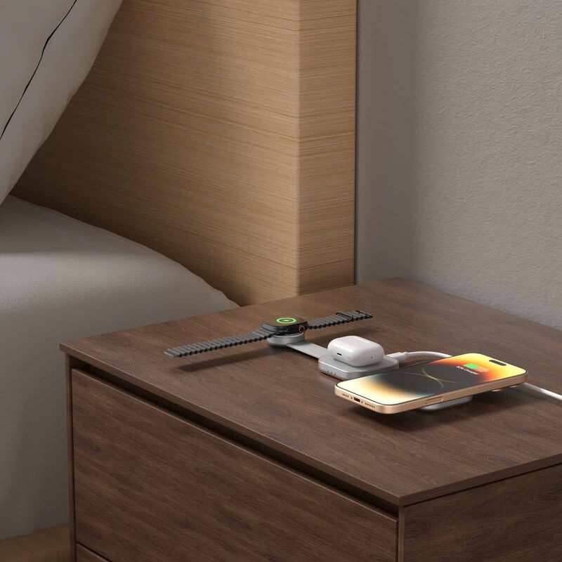 MAZER Qi2 3in1 Trifold Wireless Charging Pad-grey M-QI2-MAGTRIFOLD03-GY-image 2