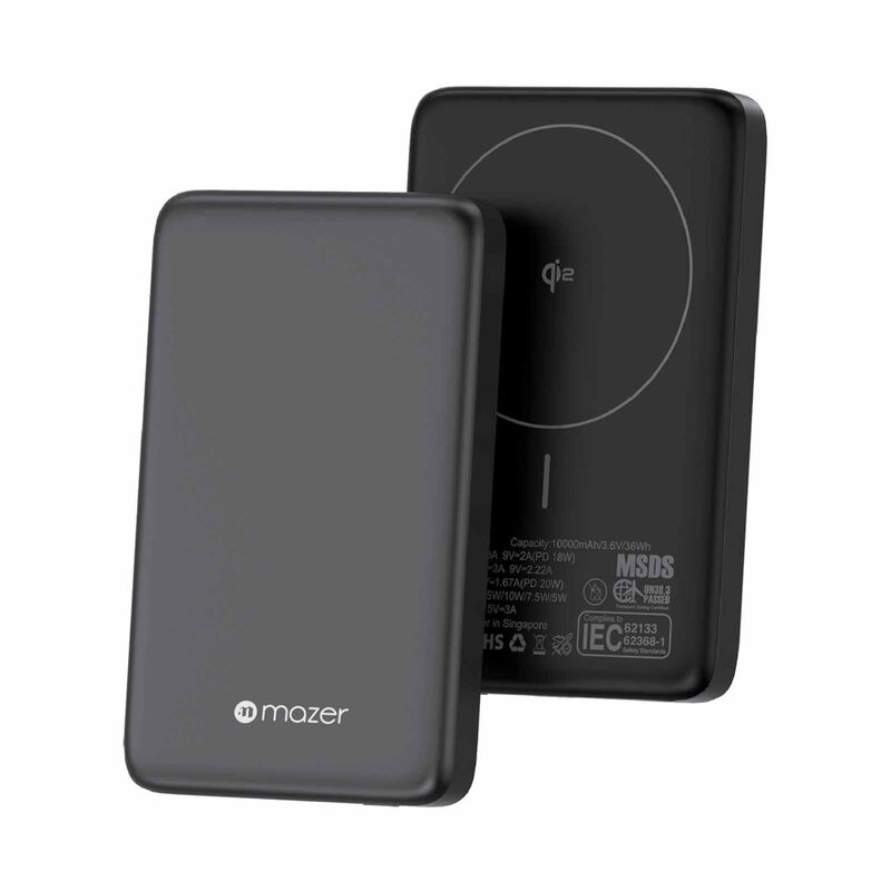 MAZER Qi2 Certified 15w 10,000mah, Usb-c Pd20w Ultra Slim Power Bank-grey M-MAGAIR21-GY-image 4