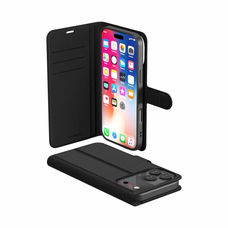 N.BRANDZ Folio Leather Wallet Case For Iphone 17 Pro Max-black N-FOLIO-IP17PM-BK-image 3