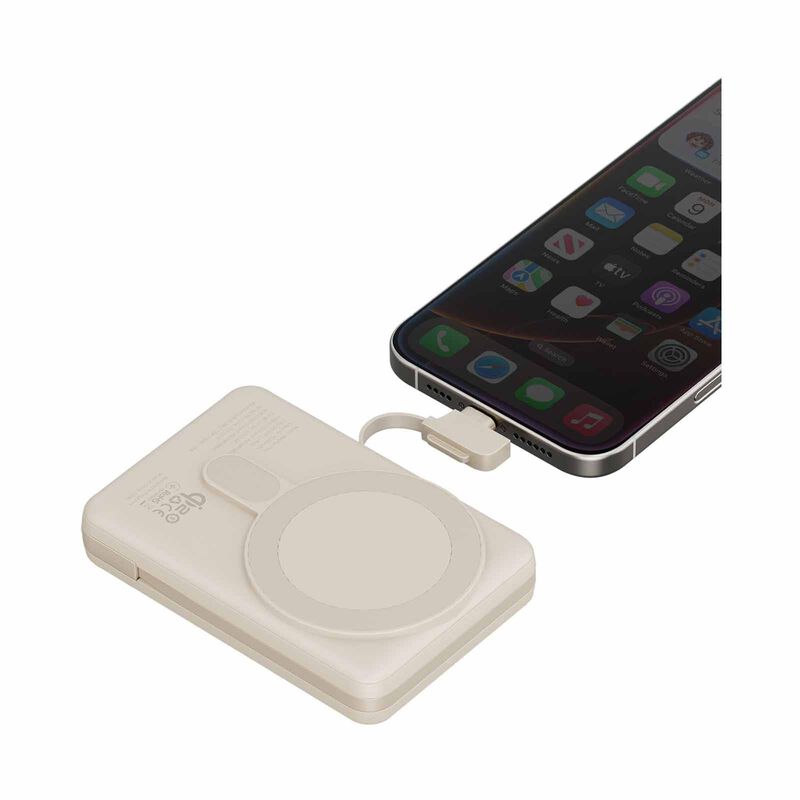 ENERGEA Magpac Pro Plus, 10000mah Magsafe Compatible Qi2 Powerbank With Built-in Cable And Stand - Sand MP-PROPLUS-SND-image 5