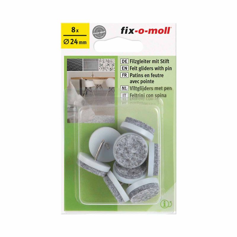 FIX-O-MOLL With Pin Grey Dia 24mm FELT GLIDERS-image 3