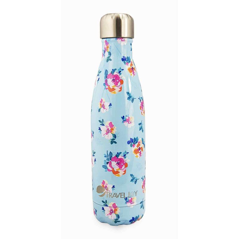 TRAVEL JOY S/less Steel Double Wall Btl Peonies In Sky Blue (special Buy) TJ500-PEONIES-image null