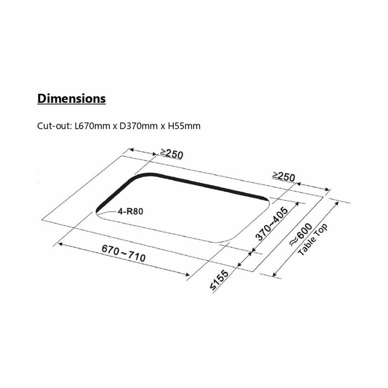 UNO 78cm 2-burner Tempered Glass Hob (exclude Installation) - Black UG-7812TRSV BK-image 2