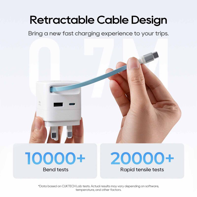 CUKTECH Charger 67w Built-in Cable - White AD653W-UK-image 4