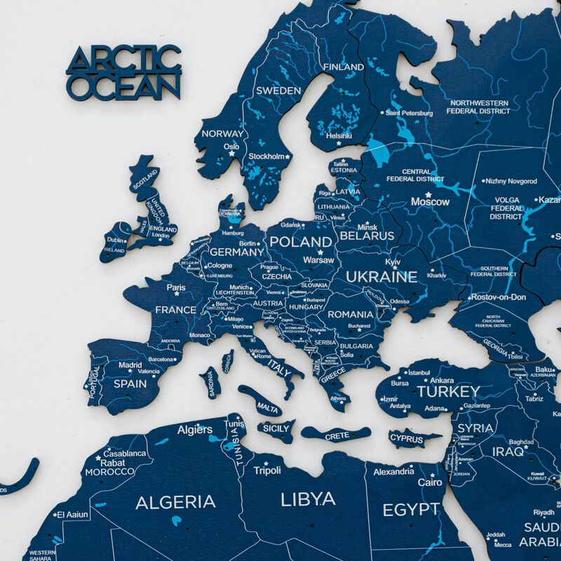 2d Wooden World Map Blue Xl ENJOY THE WOOD-image 3