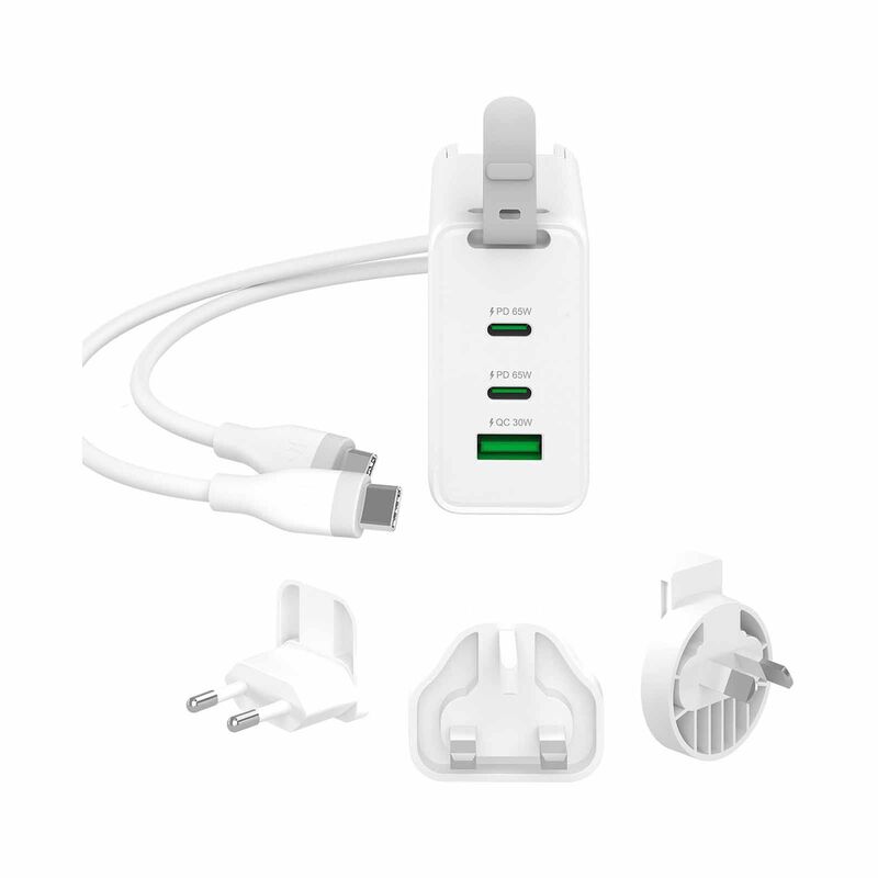 J5CREATE 65w Gan Usb-c 3-port Traveler Charger With Changeable Ac Plugs And Usb-c Cable JUP3565CV-image 2