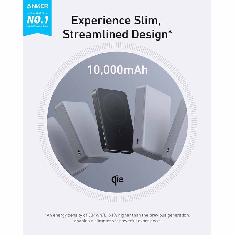ANKER Maggo Powerbank Slim Qi2 10k Black A1664H11-image 4