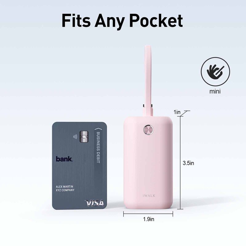 IWALK Powermini Built-in Cable, 22.5w Usb-c Fast Charging Powerbank (10,000mah) Pink UBP001-013A-image 9