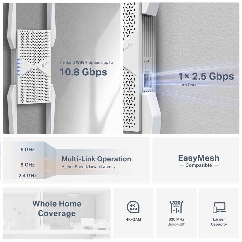 TP LINK Be11000 Tri-band Wi-fi 7 Range Extender TPL-RE655BE-image 2
