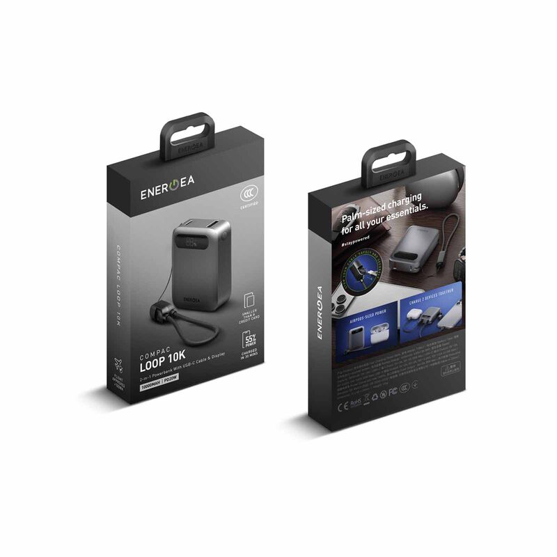 ENERGEA Compac Loop 10k, 10000mah Universal Powerbank With Usb-c Cable Strap - Gunmetal CP-LOOP10K-GUN-3C-image 6
