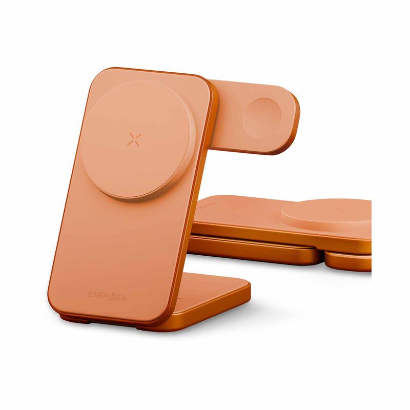 ENERGEA Magtrio 2, 3-in-1 Foldable Qi2 25w Wireless Charger - Orange MAG-TRIO2-ORG-image 1