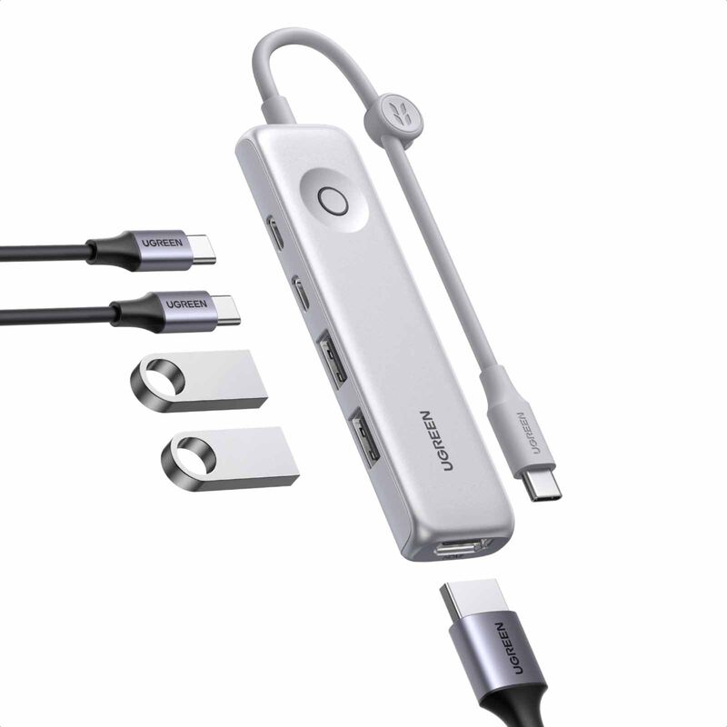 UGREEN 5-in-1 Usb-c Hub (usb-c To Hdmi+usb-c3.2+2&times;usb-a2.0+pd) - On/off Presetnation Button U601_95189-image 2