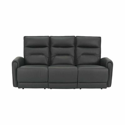 SOLOTTI 3rr-m Seater (hl) Black Half Leather Sofa RONICA