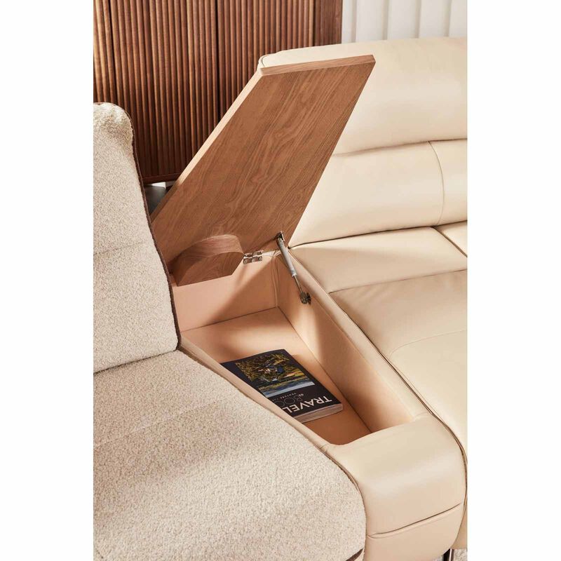 MUZE 3pcs Modular Set W Wireless Charging (fl) Cat13 Khaki Full Leather Sofa OLWEN-image 2
