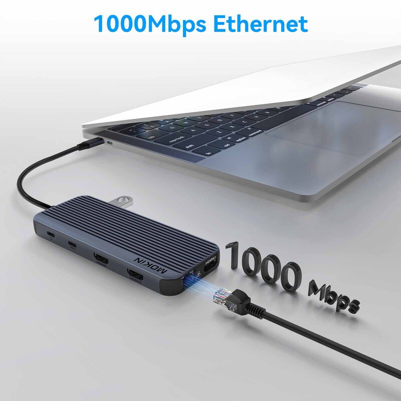 MOKIN 12 In 1 Usb-c Hub 3*hdmi 4k@60hz +1*usb-c 3.1 10gbps+1*usb A 3.1 10gbps+2*usb-a 2.0+1*sd/micro Sd Uh MK-MOUC3707-image 8