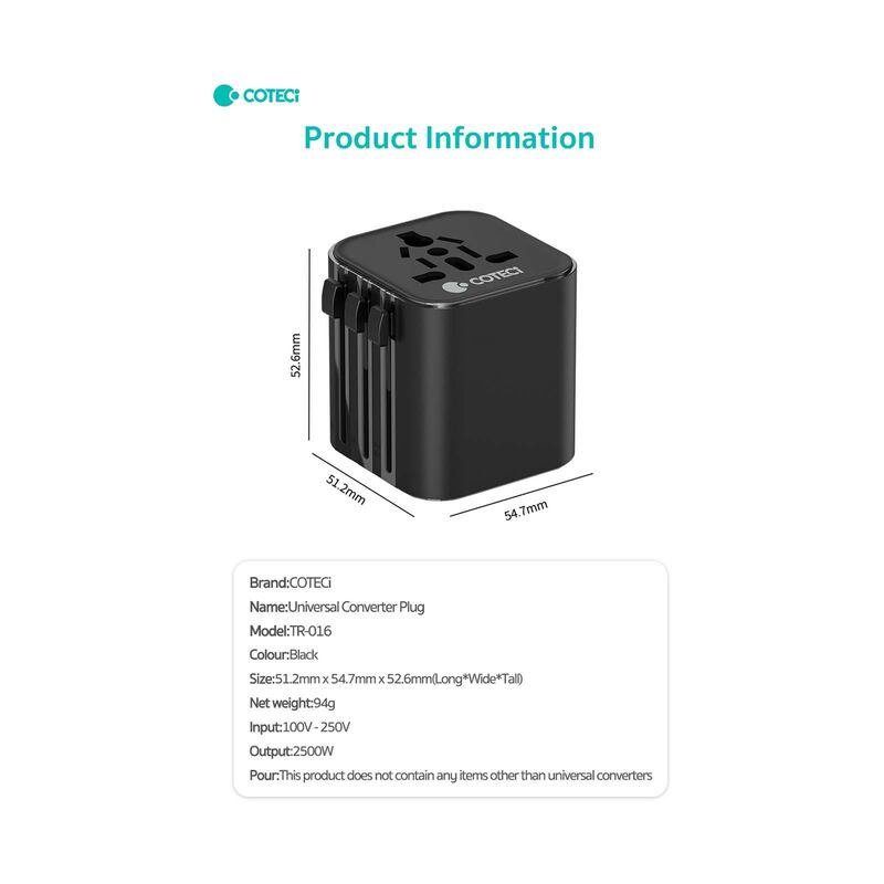COTECI Universal Travel Adapter TR-016 UNIVERSAL ADAPTER-image 11