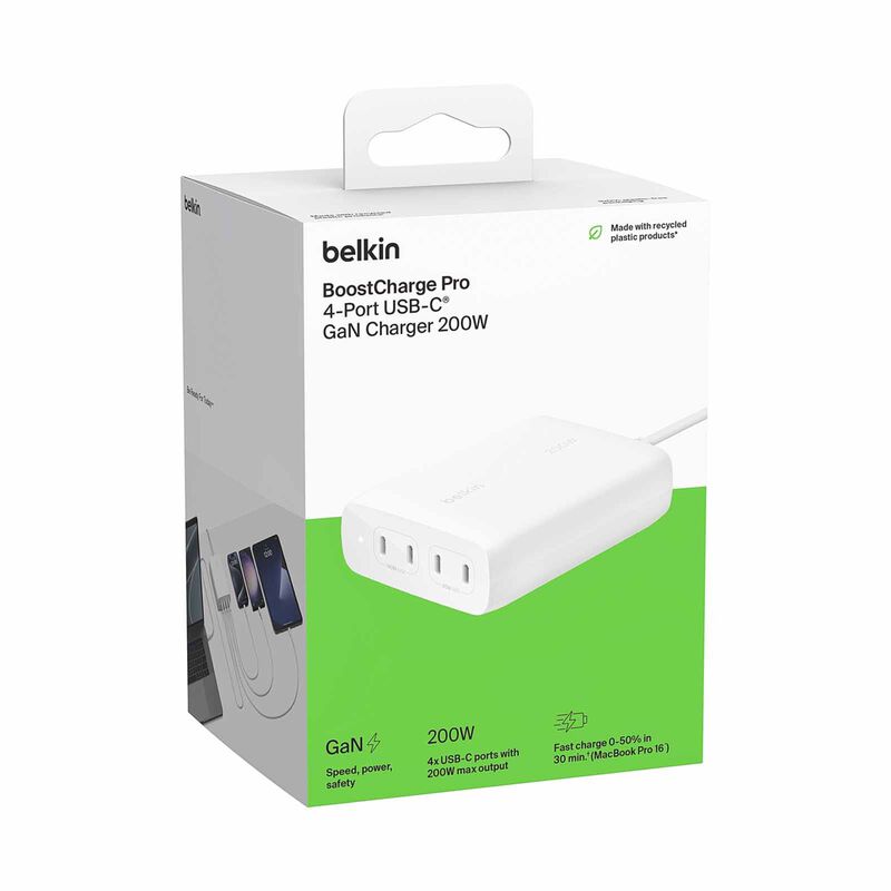 BELKIN 200w Usb-c Charger, Gan, 4-port WCH015MYWH-image 4