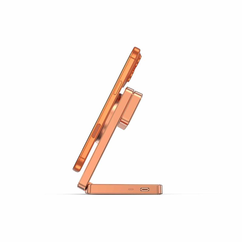 MAZER Qi2.2 25w Foldable 3in1 Total 35w Wireless Charging Stand-sunset Orange M-MAGFOLD07-SO-image 7