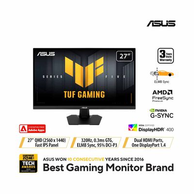 ASUS 27in Tuf Gaming Qhd 320hz Ips Gaming Monitor VG27AQM5F