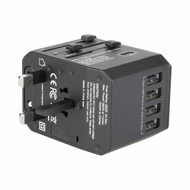 VERBATIM Universal Travel Adapter - 5 Port (1 Type C, 4 Usb) Black VM65686-image 7