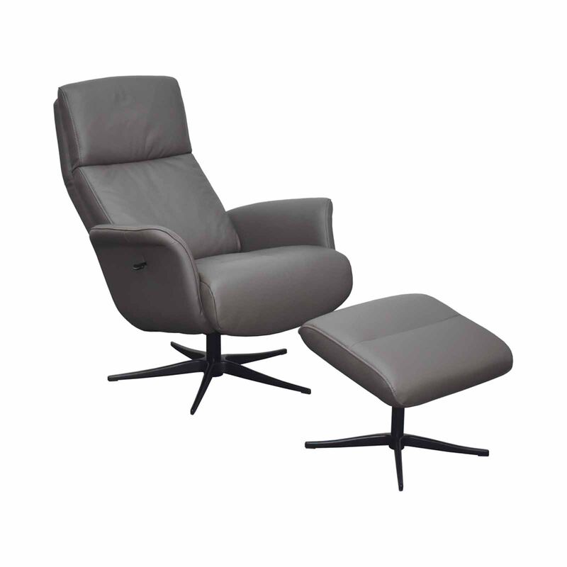 Recliner Chair W Ottoman (hl) Dk Brown Half Leather SOLANA-image 3